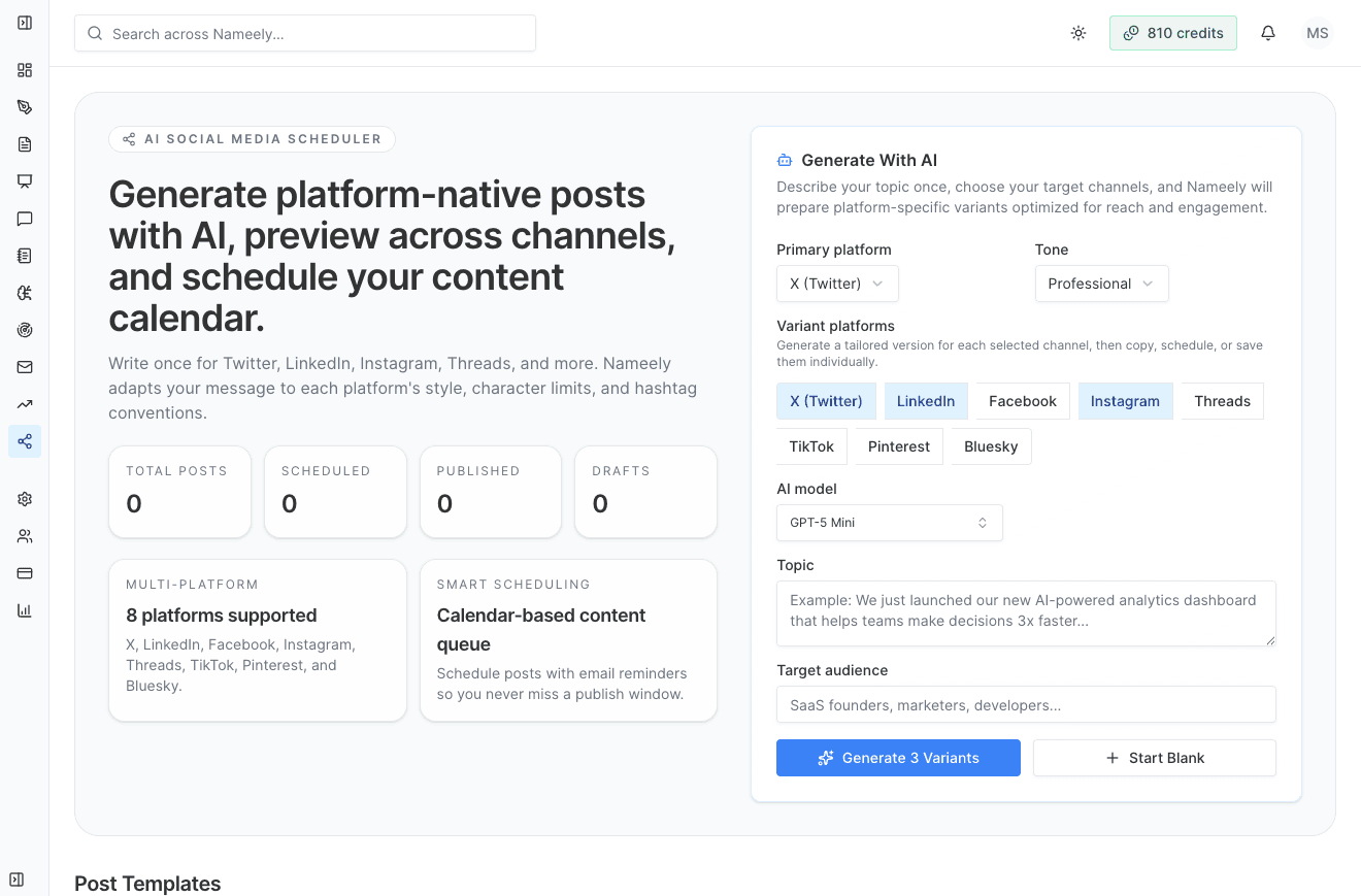 Product: AI Social Media Scheduler preview