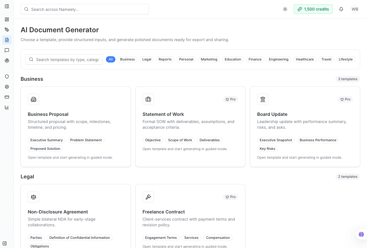 Product: AI Document Generator preview